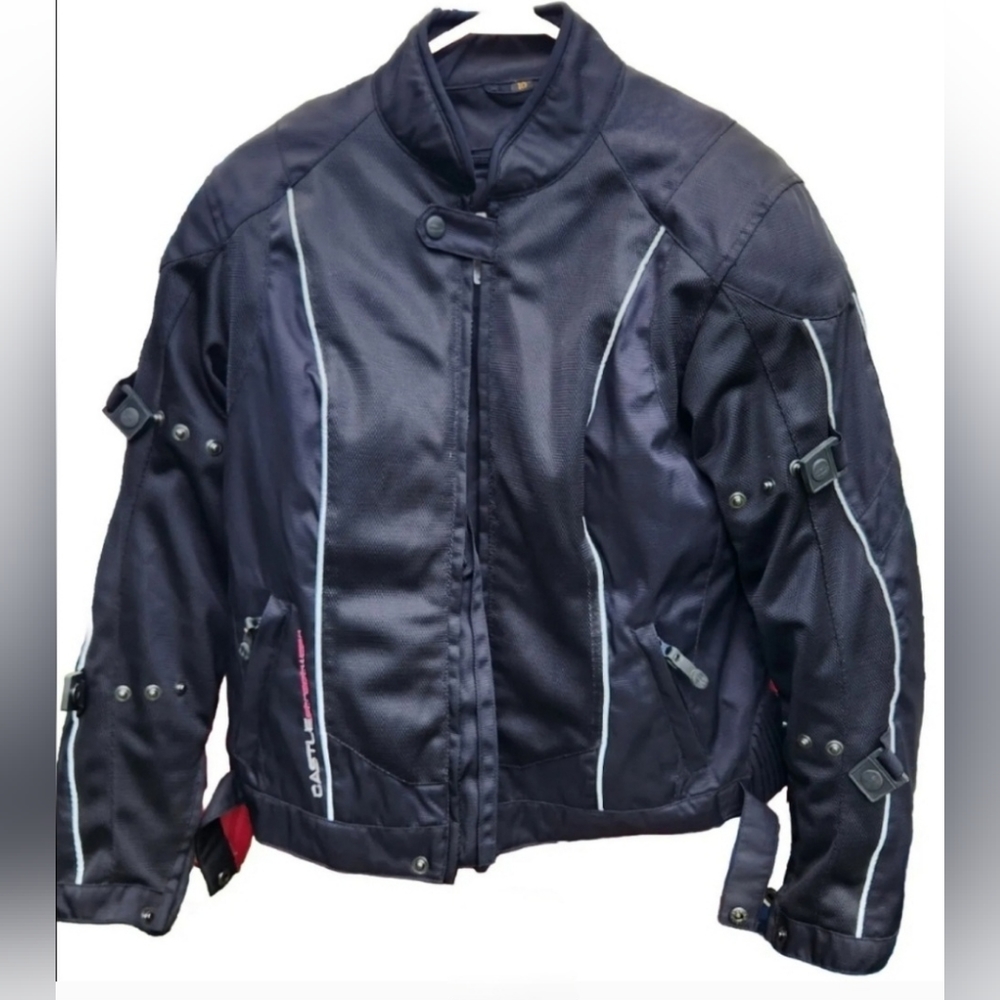 Castle Streetwear Black Motorcycle Jacket Women's Size 10 Armored Padded